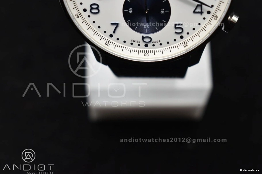 WeatherProof Best White Blue Portuguese Chrono on 1:1 Strap Blue Rubber IW3716 Z+F Edition A 1011 Dial 0421